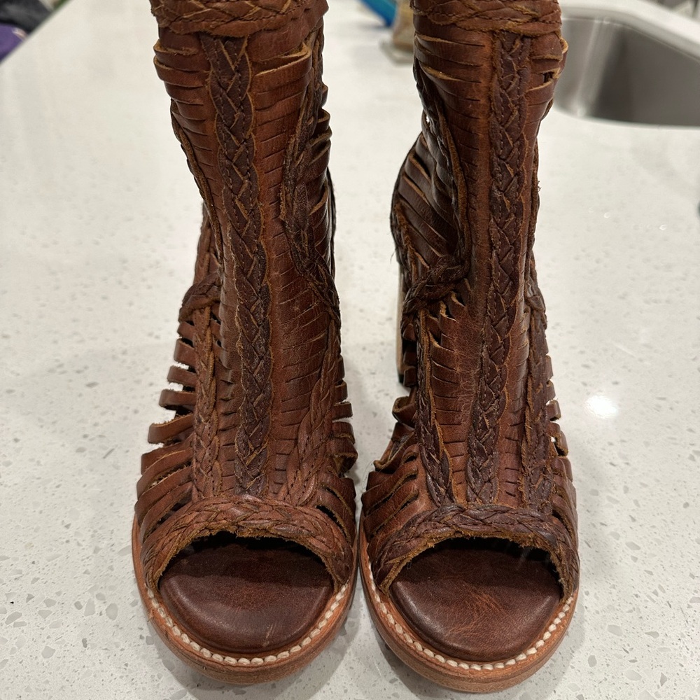 Freebird Braided Brown Leather Sandals